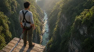 A person preparing for bungee jump