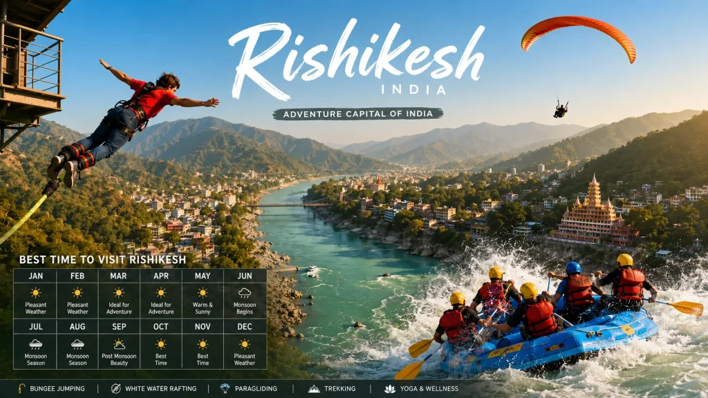 A dynamic collage-style overlay shows adventure sport