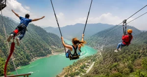 Bungee, giant swing, and flying fox adventure in Rishikesh.
