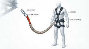 Diagram of a bungee jump system